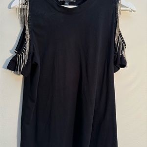 COLD SHOULDER BLALCK WITH RHINSTONES